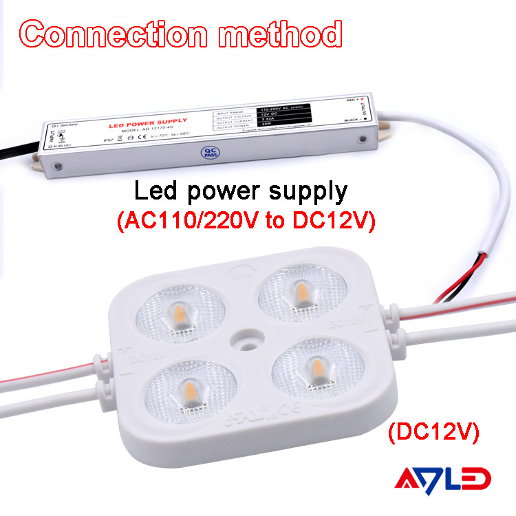 Modulo de inyección LED de 12V 4W para publicidad exterior SMD 2835 cuadrado 4 LED de alta calidad