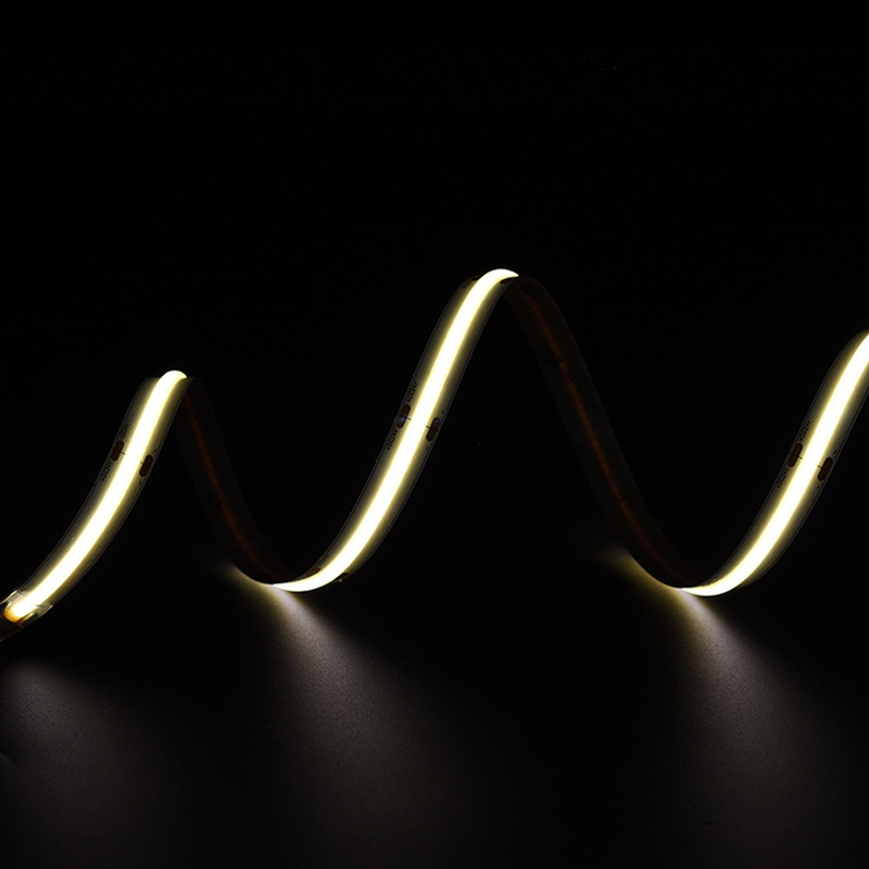 Super brillante 528 LEDs/M COB Led Strip 12V 24V 10MM Luz de banda amarilla sin manchas COB/FOB