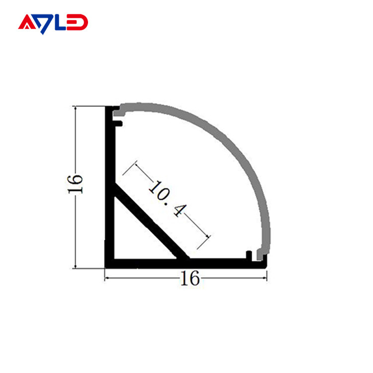 Perfil de la banda de LED Canal de difusión de luz de la esquina del canal de extrusión LED Perfil de aluminio para la banda de LED