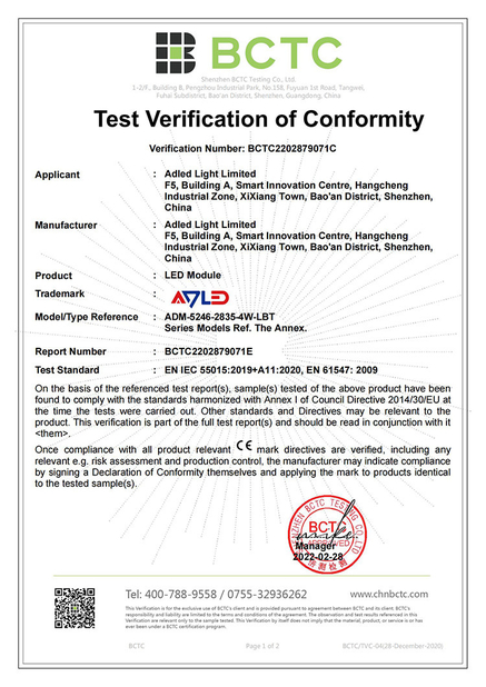 CHINA Adled Light Limited certificaciones
